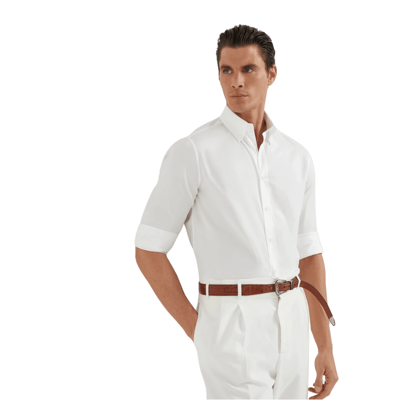 Brunello Cucinelli Men's Twill Basic Fit Shirt With Button-down Collar